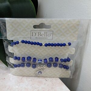 Blue Beaded Bracelet Set for Women